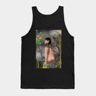 Fairy sitting on a rock in the woods Tank Top